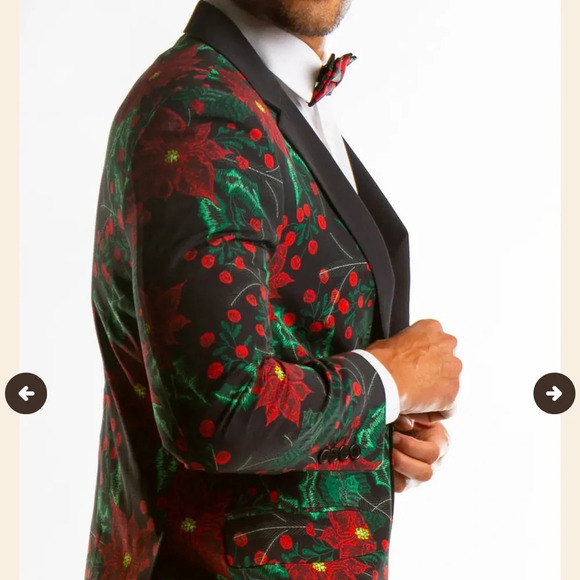 Men’s Shinesty Poinsettia Ugly Christmas Suit Jacket Size 36 - Picture 5 of 14